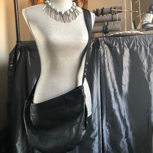 BCBG MaxAzria snakeskin crossbody hobo